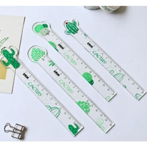 4 Pcs w16 15cm Fashion r12 Carrot Cactus r10 Drawing Maths w51 Kids Student Supply Ruler