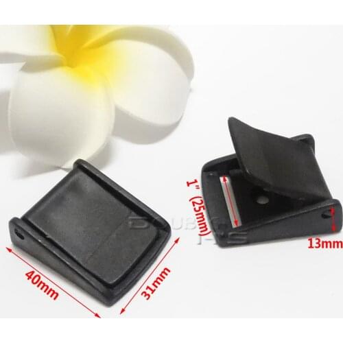 50pcs/lot 1" Cam Buckles Plastic Black Toggle Clip Backpack Straps Webbing 25mm