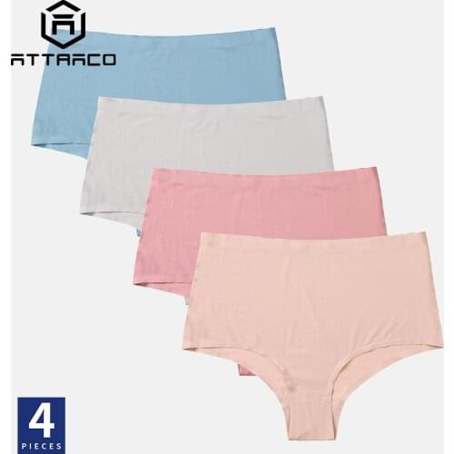 ATTRACO Women Panties Underwear Seamless High Waist Boyshort Briefs Lingerie 4 Pack Soft Skin-Friendly Transparent