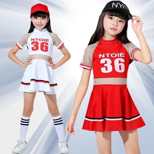 White Children Kids Girls Cheerleader Costume School Child Cheer Costume Cheerleaders Carnival Party Halloween Cosplay Dress
