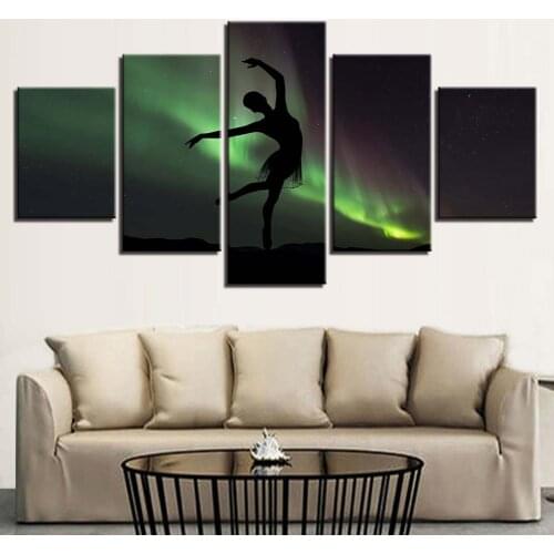 Free Shipping 5 Pieces Auroras Ballet Girl HD Wall Posters For Livng Room Canvas Oil Painting Home Decor Pictures