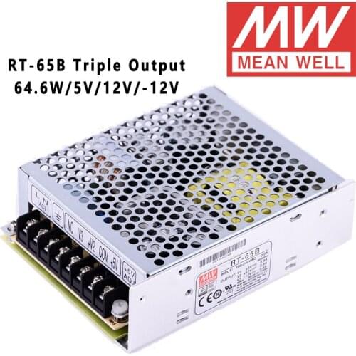 Mean Well RT-65B 5V/12V/-12V AC/DC 64.6W Triple Output Switching Power Supply meanwell online store