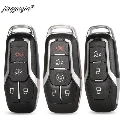Jinyuqin Smart Remote Key Case 3/4/5 Button for Ford Mustang Edge Explorer Fusion Mondeo Kuka Car Key Shell Uncut Blade