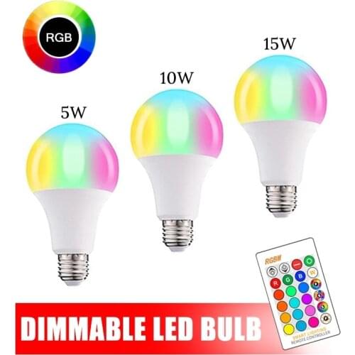 E27 LED 16 Color Changing RGB Magic Led Bulb 5W/10W/15W Dimmable AC85-265V Lamp Spotlight+IR Remote Control For Room Decoration