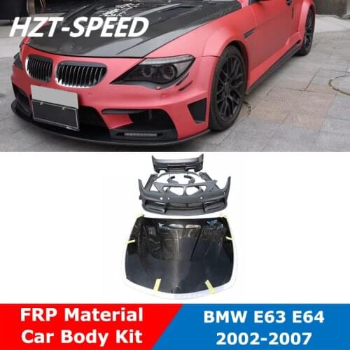 E63 Modify M6 Type FRP Unpainted Front Rear Bumper Side Skirts Engine Cover Car Body Kit For BMW 6 Series E63 E64 2002-2007