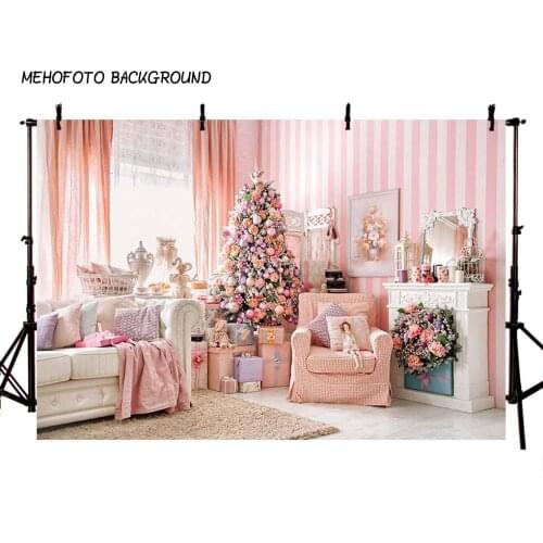 Photography Backdrops Christmas Background Fireplace Tree Winter Snow Window Interior Baby Birthday Background For Photo Studio