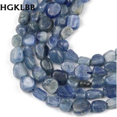 HGKLBB Irregular Natural Blue apatite Stone Beads 4~8mm Gravel Loose Spacer beads for Jewelry bracelet making DIY Accessories