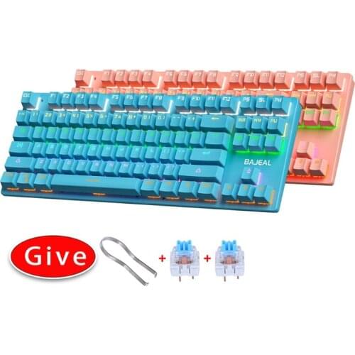 K300 Green Axis Ergonomics Mechanical Keyboard Blue Switch Wired 87-key Gaming Keyboard For Desktop PC Support Backlight