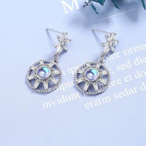 KOFSAC New 925 Sterling Silver Earrings For Women Jewelry Shiny Elegant Crystal Snowflake Zircon Earring Lady Party Accessories