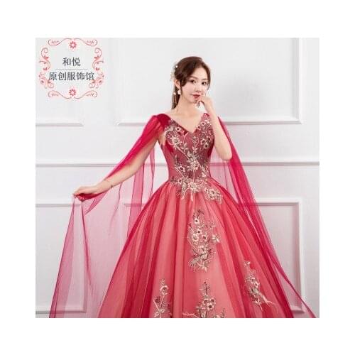 Freeship red shoulder veil ball gown dress Renaissance Gown queen dress Victorian/Marie Antoinette Belle