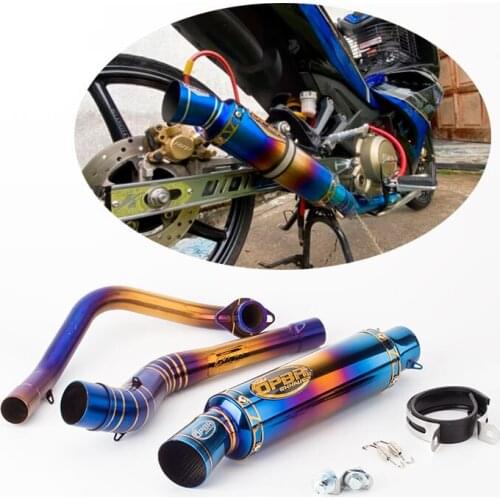 Motorcycle Modified For Yamaha Y15 zr Exhaust Pipe Lc150 Muffler Semi-Blue Stainless Steel