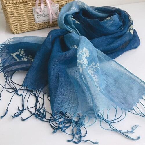 BPP Oriental Intangible Cultural Heritage Linen Scarf Summer Breathable Vintage Gradient Handmade Batik Silk Scarf Gifts New 21