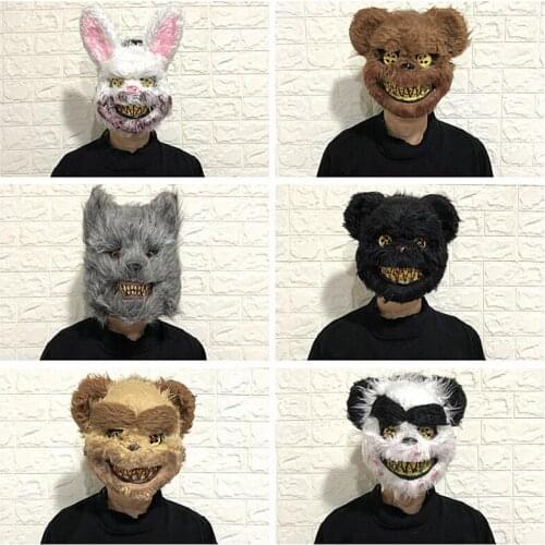New Arrrival bloody rabbit Animal Mask Halloween Costume Horror Cosplay funny performance props