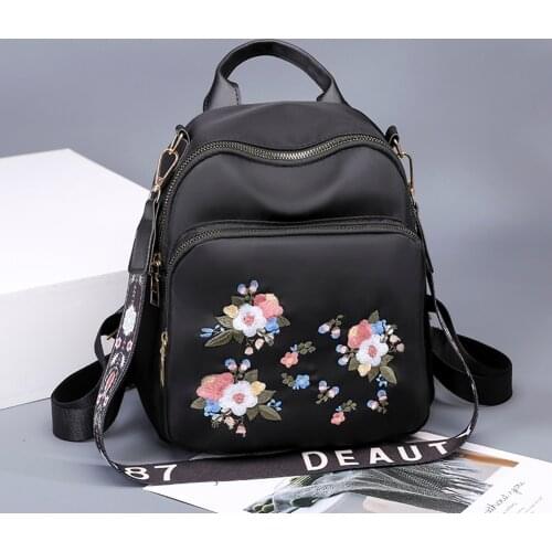 Fashion Oxford Cloth Embroidery School Shoulder Bags Retro Women Student Flower Printed Backpack Multi Pack Casual Schoolbag New