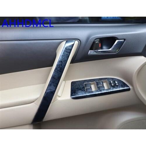 Car Interior Mouldings Sequins Modification Decorative Trim Frame Black Mahogany For Highlander 2009 2010 2011 2012 2013 2014