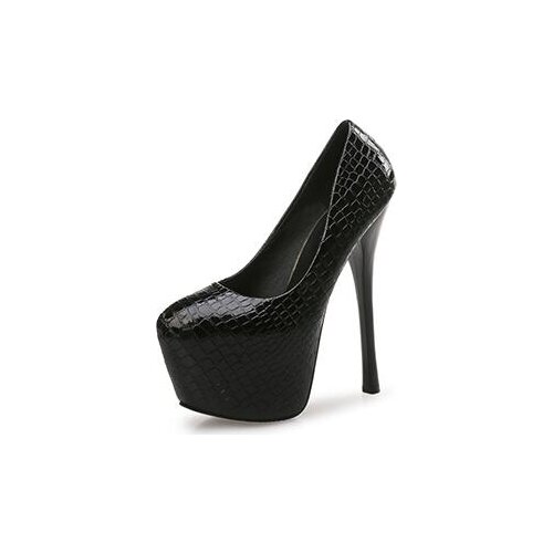 Moraima Snc 16CM Super High Woman Shoes Sexy Platform Pumps Black Red Stone Pattern Leather Dress Shoe