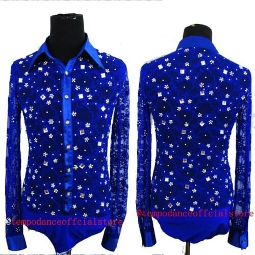New Ballroom Latin Dance Shirts of 2019 Kids Boys Men Korean Velvet Long Sleeve Adult Performance Clothing Competition Tops