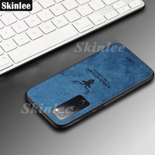 Skinlee Soft Case For Samsung Galaxy A03S A02S Luxuy Brand Texture Elk Deer Cloth Case For Samsung S21 FE S20 FE