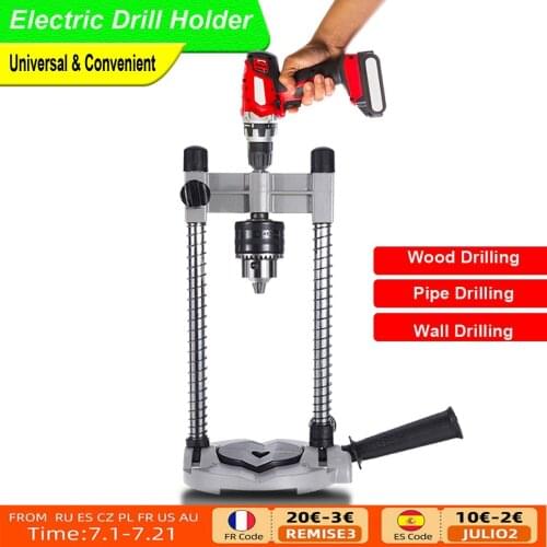 45-90 Angle Adjustable Drill Guide Attachment With Chuck Drill Holder Stand Drilling Guide for Electric/Power Drill Woodworking