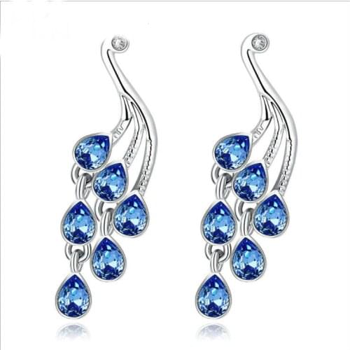 2021 NEW earrings Europe Dark blue Crystals from Swarovskis Earring With Charm for Women Gift Fine jewelry