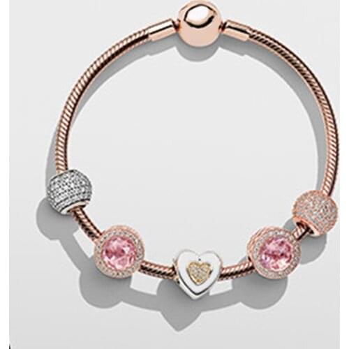 NEW Original DIY Carved Jewelry Romantic Vintage Bracelets Heart Shape Crystal Charm Bracelets for Women Evening Party