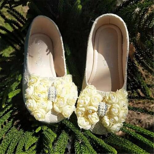 2018 spring new childrens casual shoes girls princess rose flower bowtie shoes safty quality non-slip shoes for kids