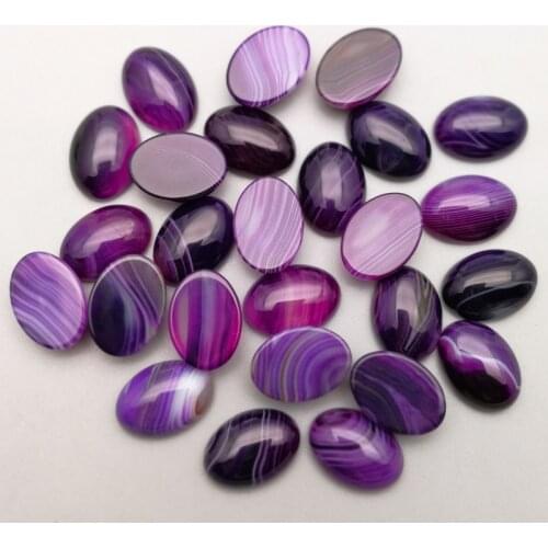 Wholesale 24pcs fashion natural purple striped onyx stone beads charms 10X14mm oval CAB CABOCHON no hole Free shipping