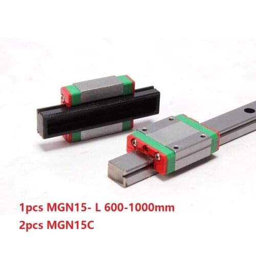 1pcs Original HIWIN linear guide rail MGN15-L 600mm/700mm/800mm/900mm/1000mm+2pcs MGN15C Mini blocks for 15mm Miniature CNC kit