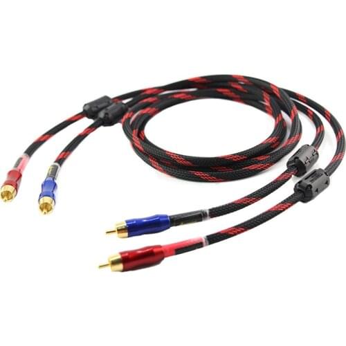 Pair OCC pure Copper RCA To RCA Audio Cable HIFI Audiophile Cable for CD/AMP