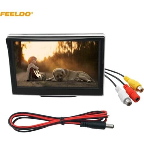 FEELDO 5inch Stand Digital Display LCD Car Monitor For Reversing Backup Camera DVD VCR #4591