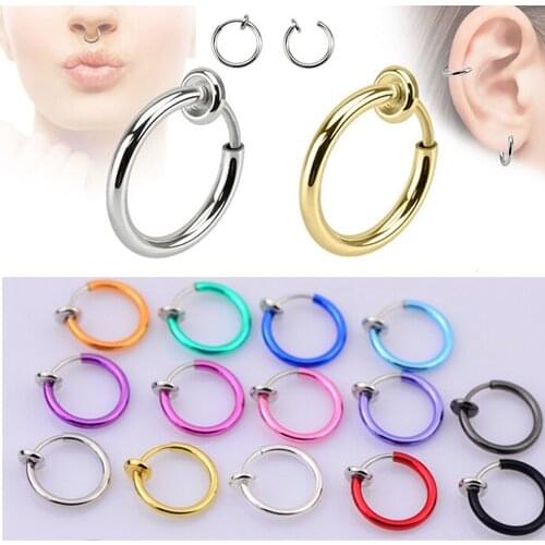 2pcs 2018 New Clip Earring on Hoop Body Nose Lip Ear Piercing Rings Earrings Punk Goth Septum Fashion Jewelry