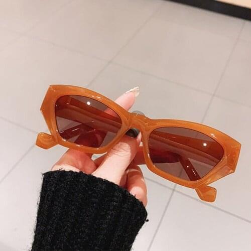 Vintage Womens Sun Glasses Small Rectangle Clear Frame Summer Orange Brand Designer Cat Eye Sun Glasses Female UV400 Eyewears