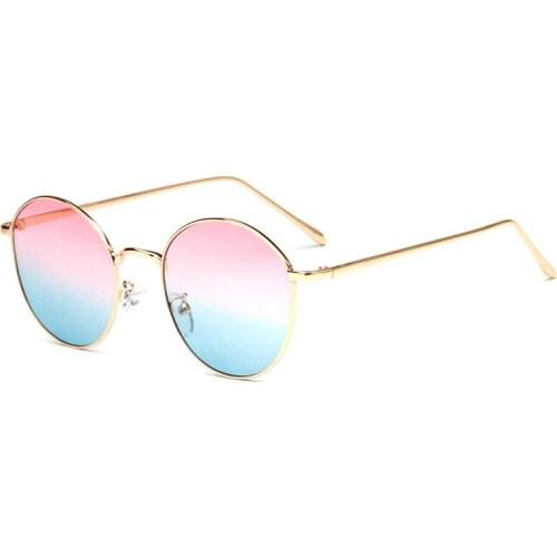 New fashion Luxury Mirror Tinted Color Lens Round Sunglasses Men Women Retro Metal Frame Eye Vintage Tiny Female Sun Glasses