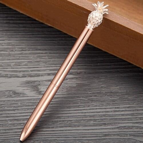 Stationary Writing Smooth Ballpoint Pen Black Ink Unique Business Office Metal Pineapple School Simple Diamonds Gifts 1.0mm