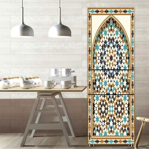 Fridge Sticker Islam Pattern Refrigerator Dishwasher Door Wrap Kitchen Wallpaper Accessories Modern 3d Wall Stickers
