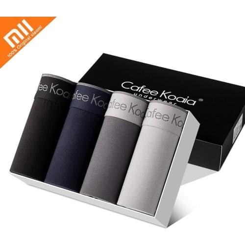 Xiaomi 4pcs/lot Men Underwear Cotton Breathable Boxers Panties Comfortable Mens Underpants Sexy Solid Cuecas Shorts Mens Boxer