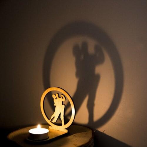 Veramaya Wood Laser Cutting Tealight Tango Caida Figure Shade Candle Holder 9x10x5 Cm