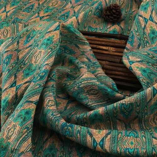 High quality pure ramie fabric Summer retro printing tissu High-end dresses and gowns fabrics