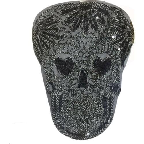 Patches for clothing T shirt Women 29.5cm Skull Embroidery Sequins patch T-shirt Womens fashion Tops Shirt Femmer Lady Clothes