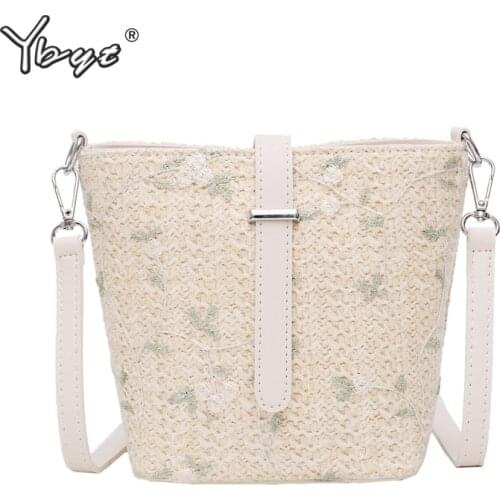 YBYT fashion women handmade straw bag embroidered wacation beach woven bag retro designer handbag ladies shoulder crossbody bag