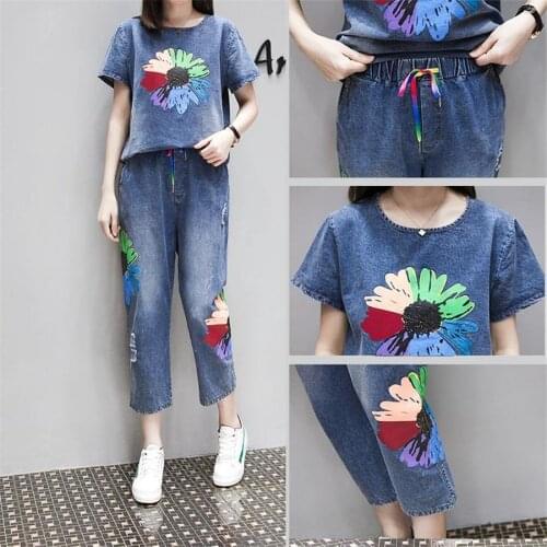 2021 New Summer Tracksuit For shorts women Clothes For Women Denim suit Loose Large Size Slim Two-piece Suit Retro Jeans Suit