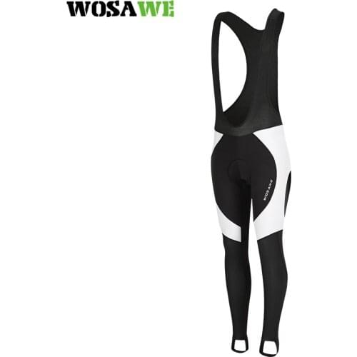 WOSAWE Winter Mens Cycling Bib Pants Tights 3D Padded Fleece Thermal Long Leggings MTB Bicycle Racing Trousers Pro Team Clothing