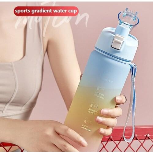 1000ml Large Capacity Sports Water Bottle Graduated Straw Cup Portable Outdoor Travel Leakproof Water Bottle Water Container