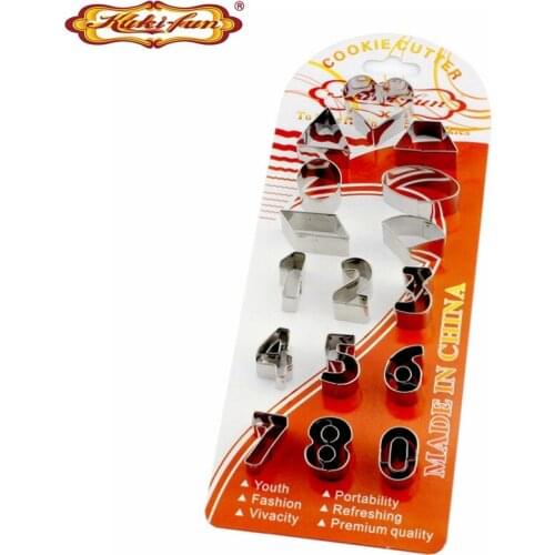 16pcs/Set 1-9 Number Shape Cookie Molds Stainless Steel Figure Cookie Cutter Baking Pastry Decorating Tool K0003SZ