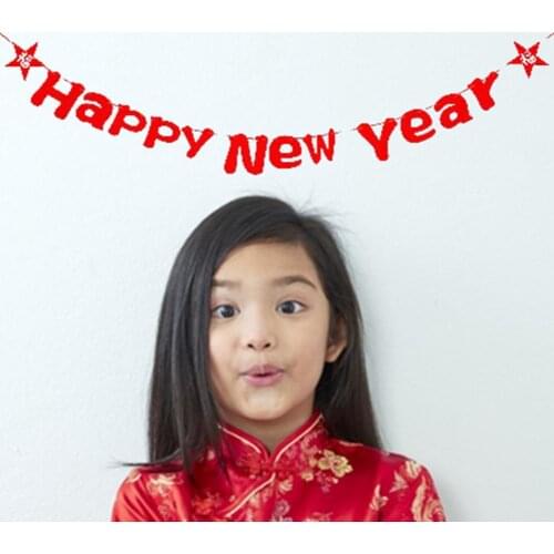 2021 Spring Festival Pull Flag Pendant Non-woven Hang Chinese New Year Decoration Bunting Garland Window Home Decor Diy Posters