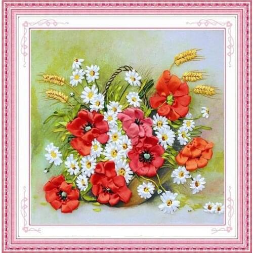 3D 100%Hot Embroidery Icon 5D DIY Diamond Painting Crystal Full Square Drill Mosaic Flower Cross Stitch Needlework Home Decor