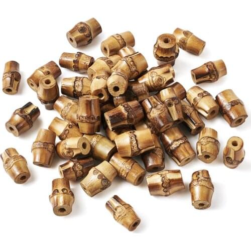 50pcs Classic Buddhism Wood Beads Jewelry Findings Natural Bodhi Beads Column ,Camel, 20.5x10.5~13mm, Hole: 4mm F85