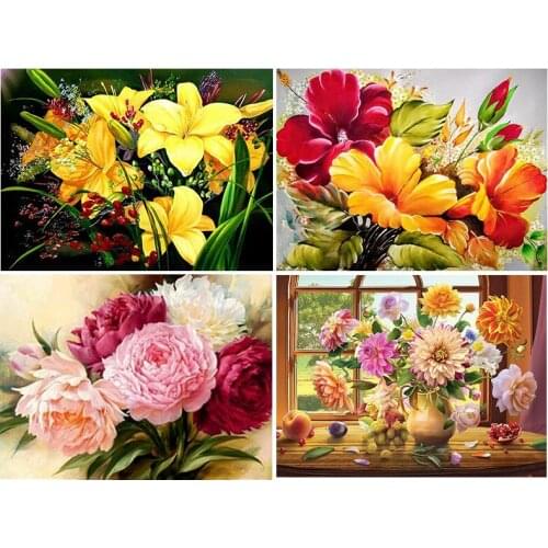 5D DIY Diamond Embroidery Flower Rhinestone Mosaic Picture Diamond Painting Orchid Rose Cross Stitch Home Decor Handmade Gifts