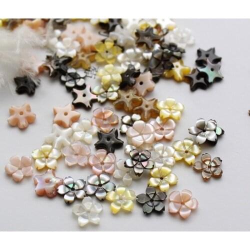 5pcs / bag natural shell 6/8/10 / 12mm mother-of-pearl cherry blossom beads jewelry making DIY hair clip earrings accessories