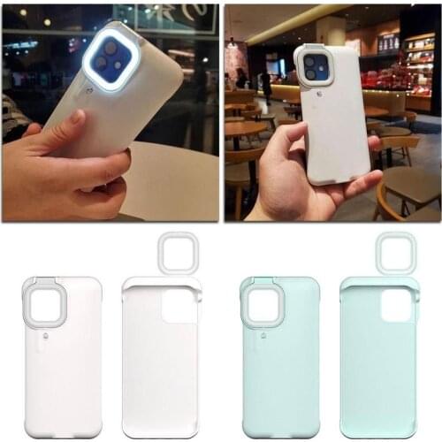 Selfie Beauty Light Up Ring Flash Phone Case Circle Led Lighting Cover For Iphone 12 Pro Max Phone Protective Case